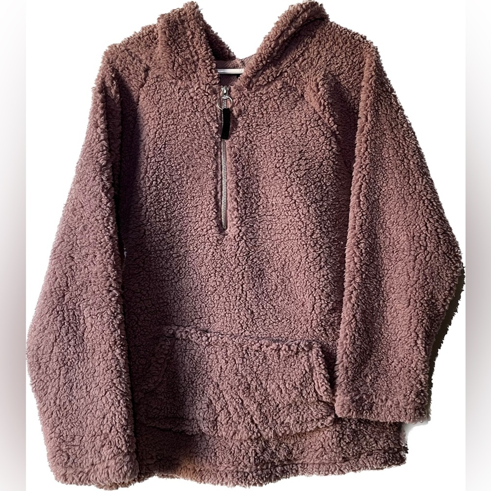 RUE 21 Fluffy Zipper Front Teddy Jacket | Soft Pink Pullover Hoodie | Medium